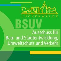 Bild vergr&ouml;&szlig;ern: Logo Stadtsilhouette darunter steht Luckenwalde und Ausschuss für Bau- und Stadtentwicklung, Umweltschutz und Verkehr
