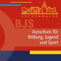Bild vergr&ouml;&szlig;ern: Logo Stadtsilhouette darunter steht Luckenwalde und Ausschuss für Bildung, Jugend und Sport
