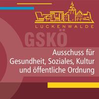 Bild vergr&ouml;&szlig;ern: Logo Stadtsilhouette darunter steht Luckenwalde und Ausschuss für Gesundheit, Soziales, Kultur und öffentliche Ordnung