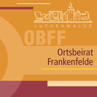 Bild vergr&ouml;&szlig;ern: Logo Stadtsilhouette darunter steht Luckenwalde und Ortsbeirat Frankenfelde