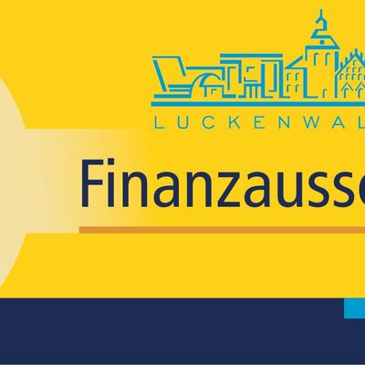 Logo Stadtsilhouette darunter steht Luckenwalde und Finanzausschuss