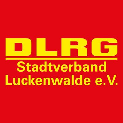 Eine viereckige Grafik mit dem Schriftzug: DLRG Stadtverband Luckenwalde e. V.