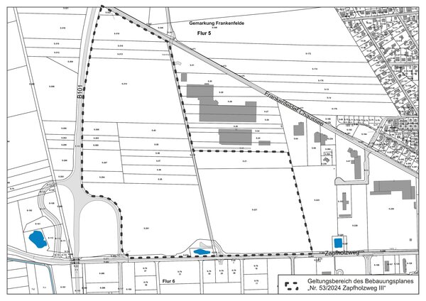 Bild vergr&ouml;&szlig;ern: Geltungsbereich des Bebauungsplanes Nr. 53/2026 "Zapfholzweg III"