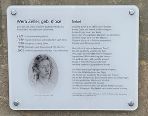 Bild vergr&ouml;&szlig;ern: Gedenktafel für Literatin Wera Zeller