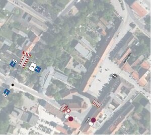 Bild vergr&ouml;&szlig;ern: Straßensperrung zum Baumfestival - Rathaus-Bereich
