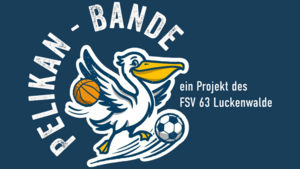 Bild vergr&ouml;&szlig;ern: Ein Logo eines Pelikans mit einem Fußball und einem Basketball.